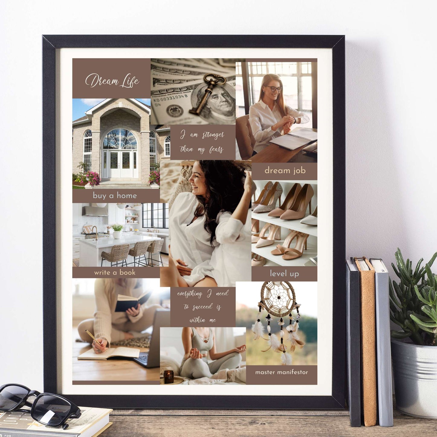 Classic Collage Design Vision Board Poster in Frame