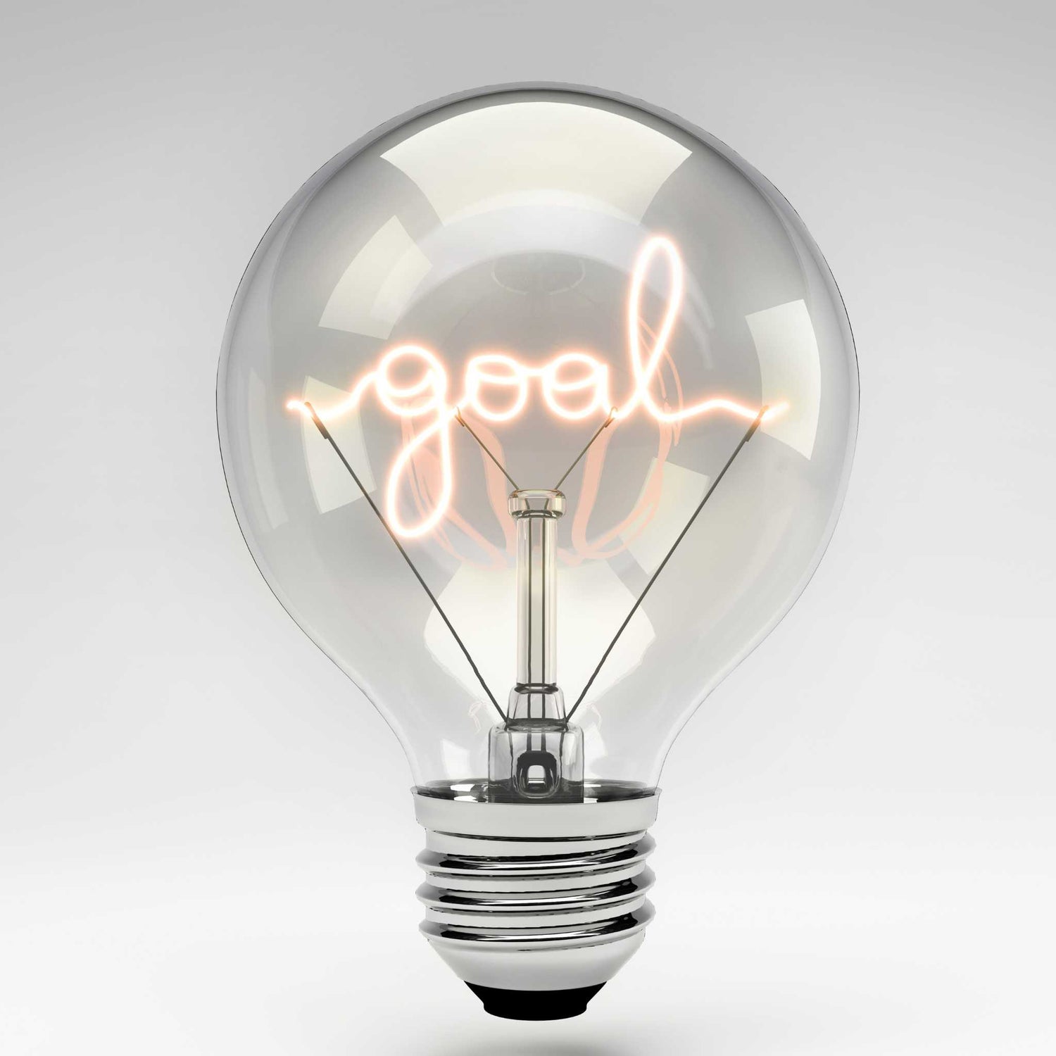 Lightbulb with word "goal" in the center