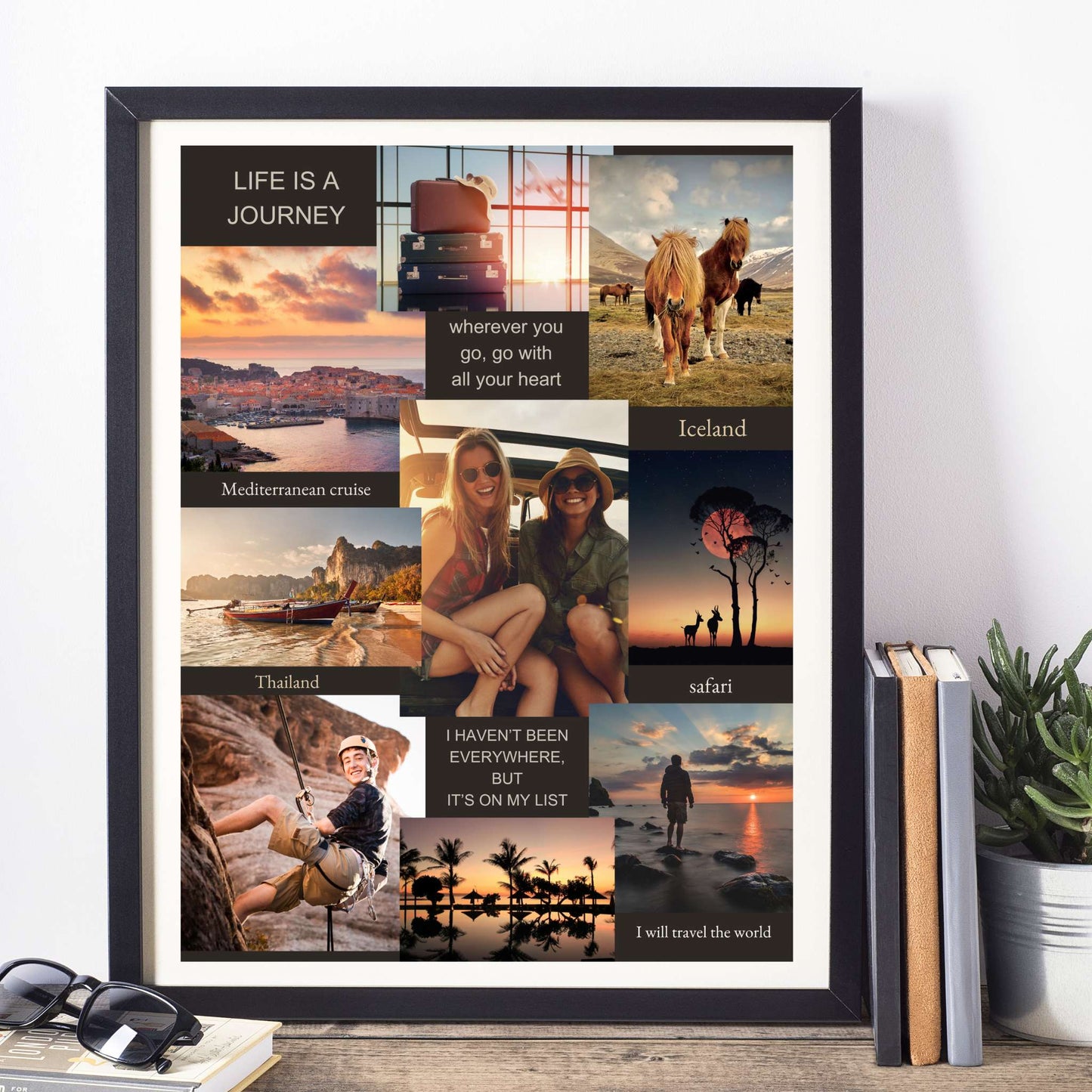 Classic Collage Design Vision Board Poster in Frame