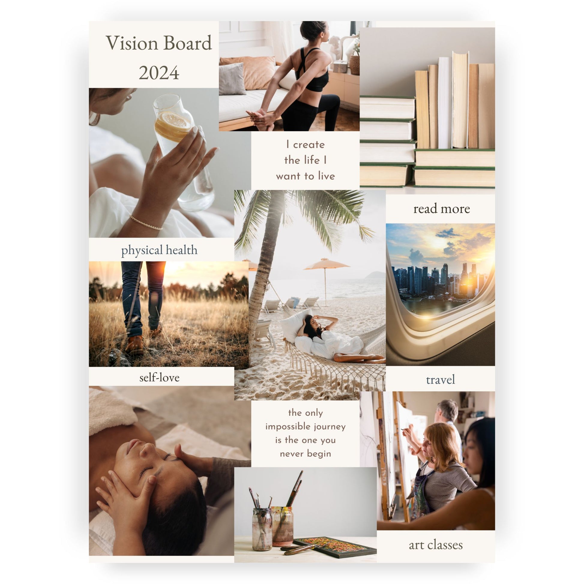 Classic Collage Vision Board Poster Barely Beige