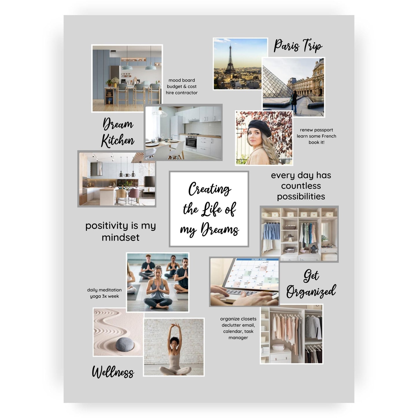 Gray Collage Vision Board Poster